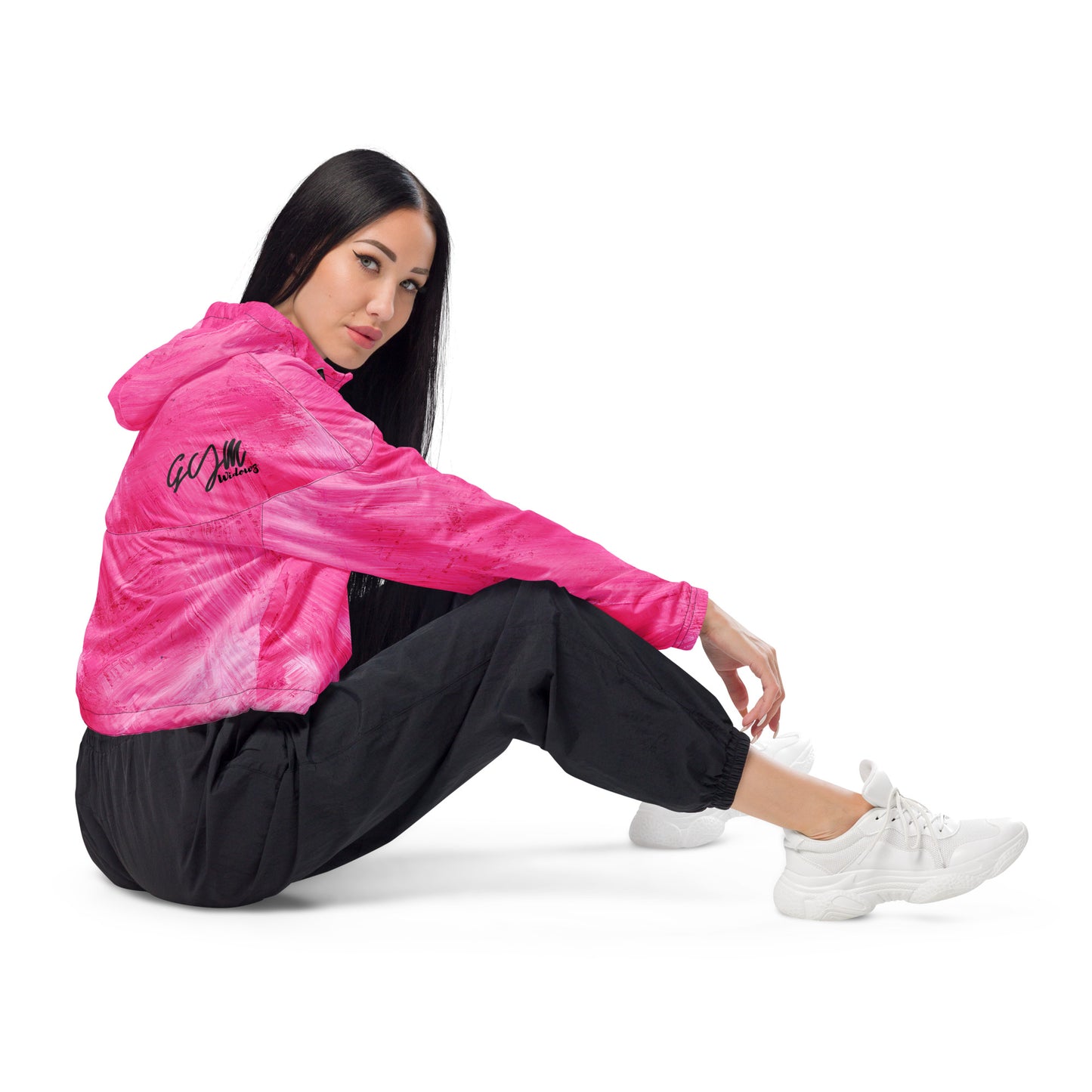 GymWidowz Women’s cropped windbreaker - Painted Pink