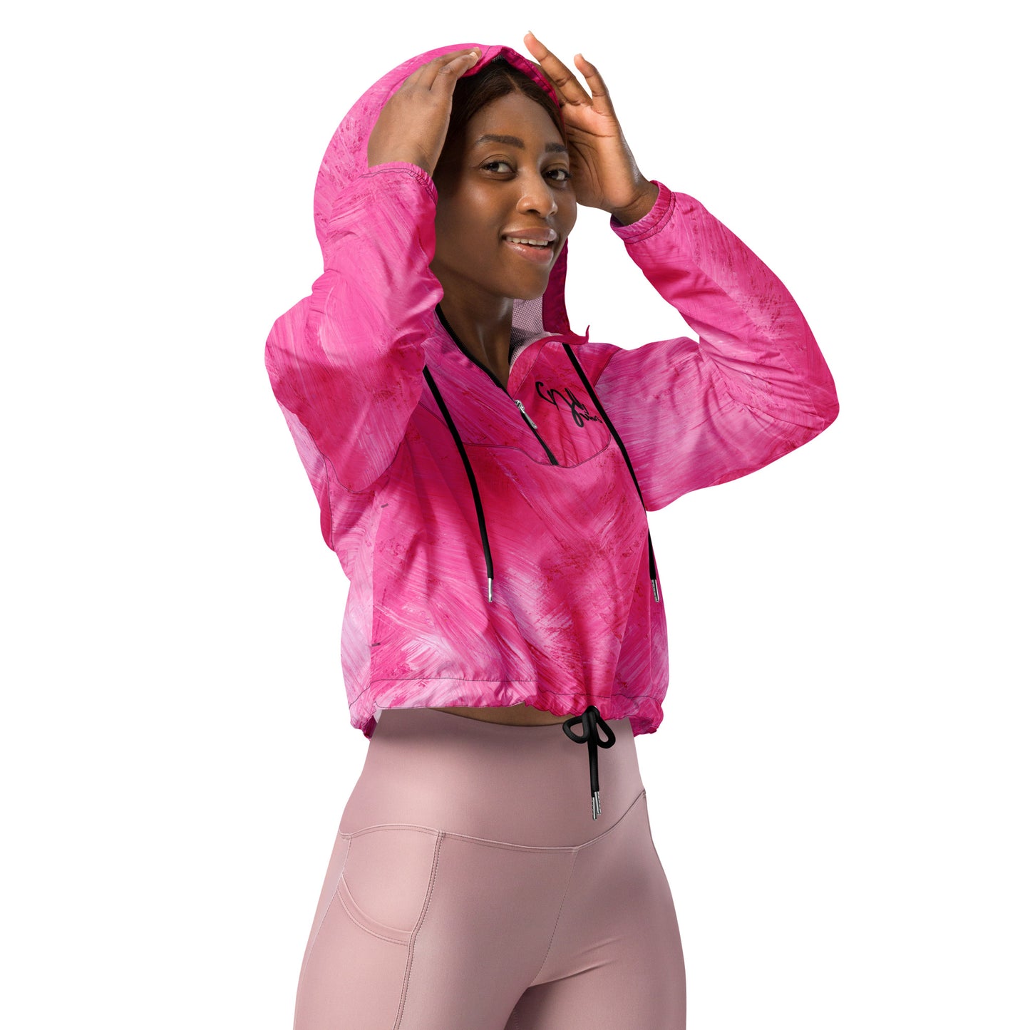 GymWidowz Women’s cropped windbreaker - Painted Pink