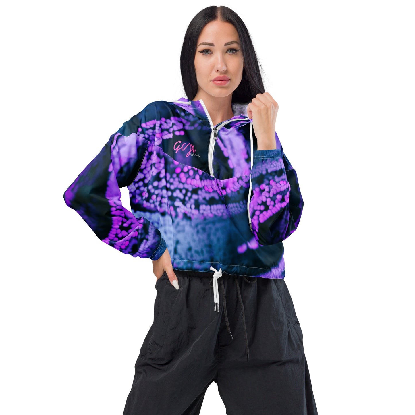 GymWidowz Women’s cropped windbreaker - Purple Swirl