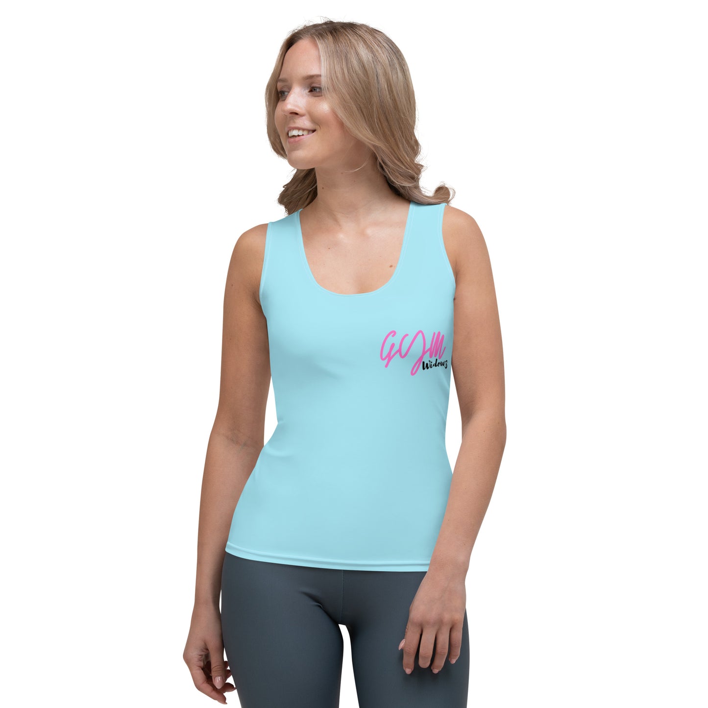 GymWidowz Sublimation Cut & Sew Tank Top - Light Blue