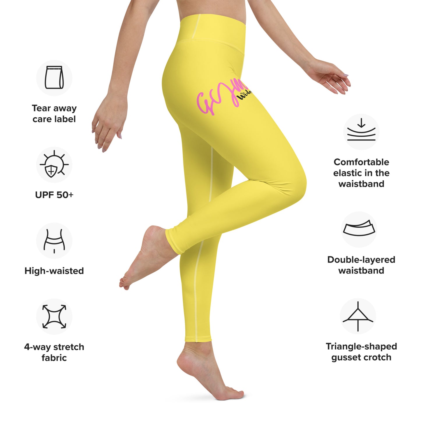 GymWidowz Yoga Leggings - Daisy Yellow