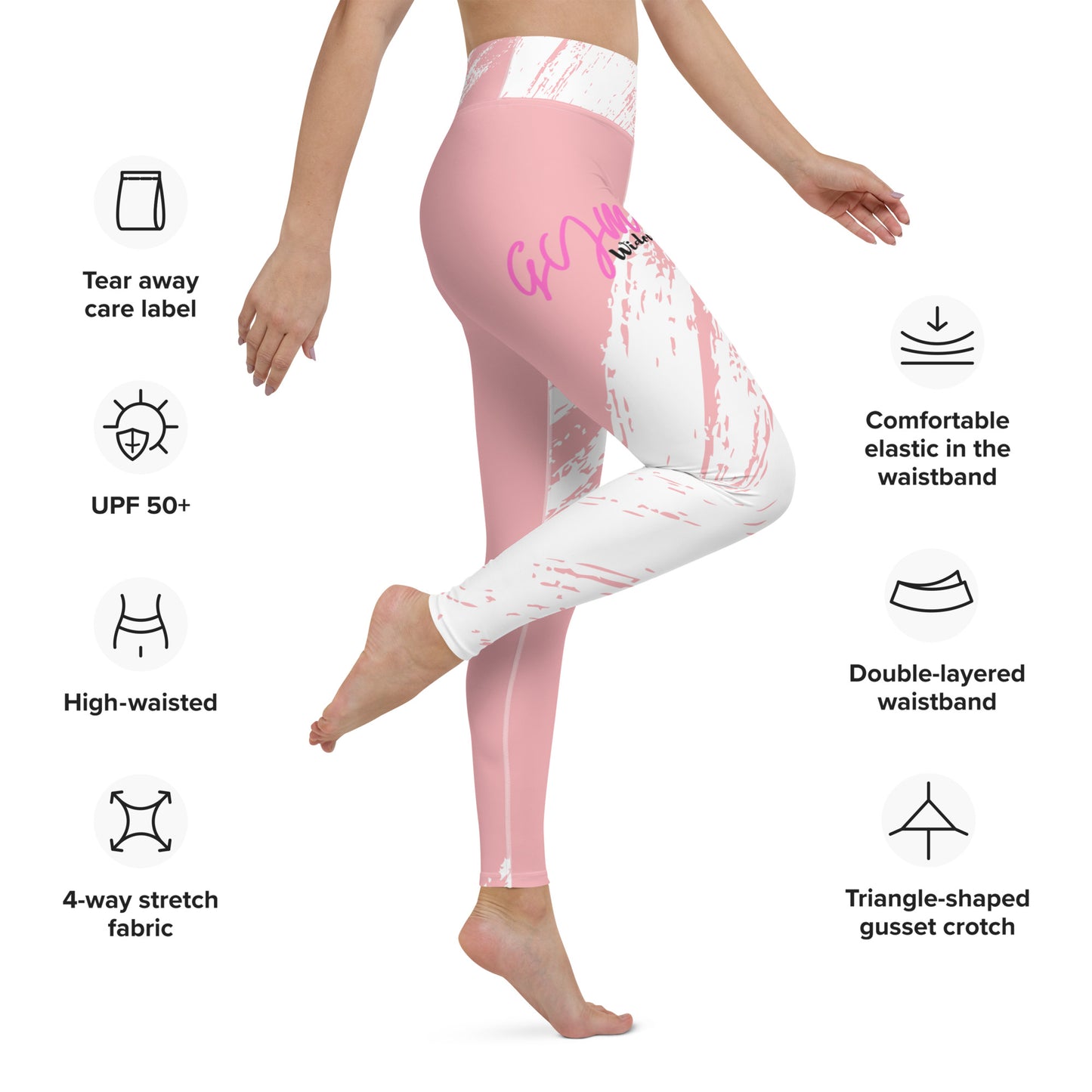 GymWidowz Yoga Leggings - Distressed Pink