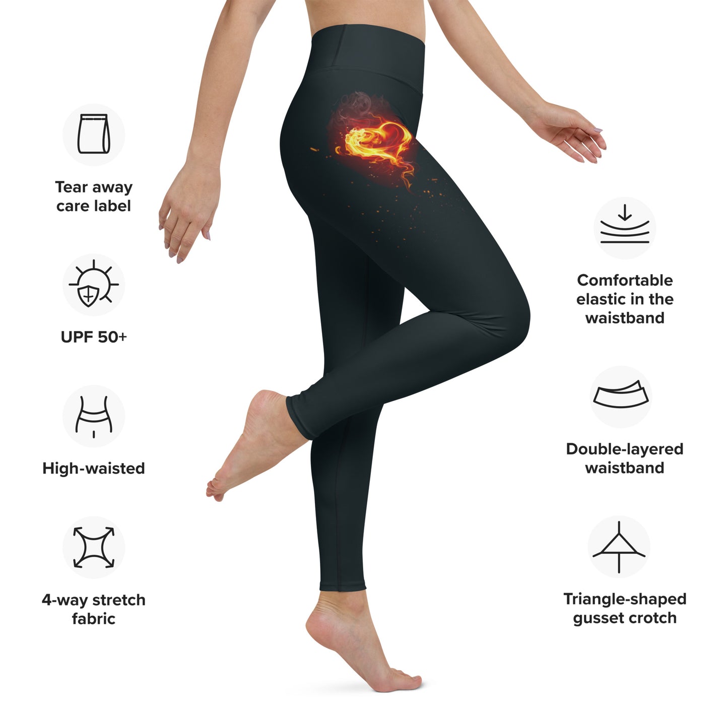 GymWidowz Yoga Leggings - Burning Heart