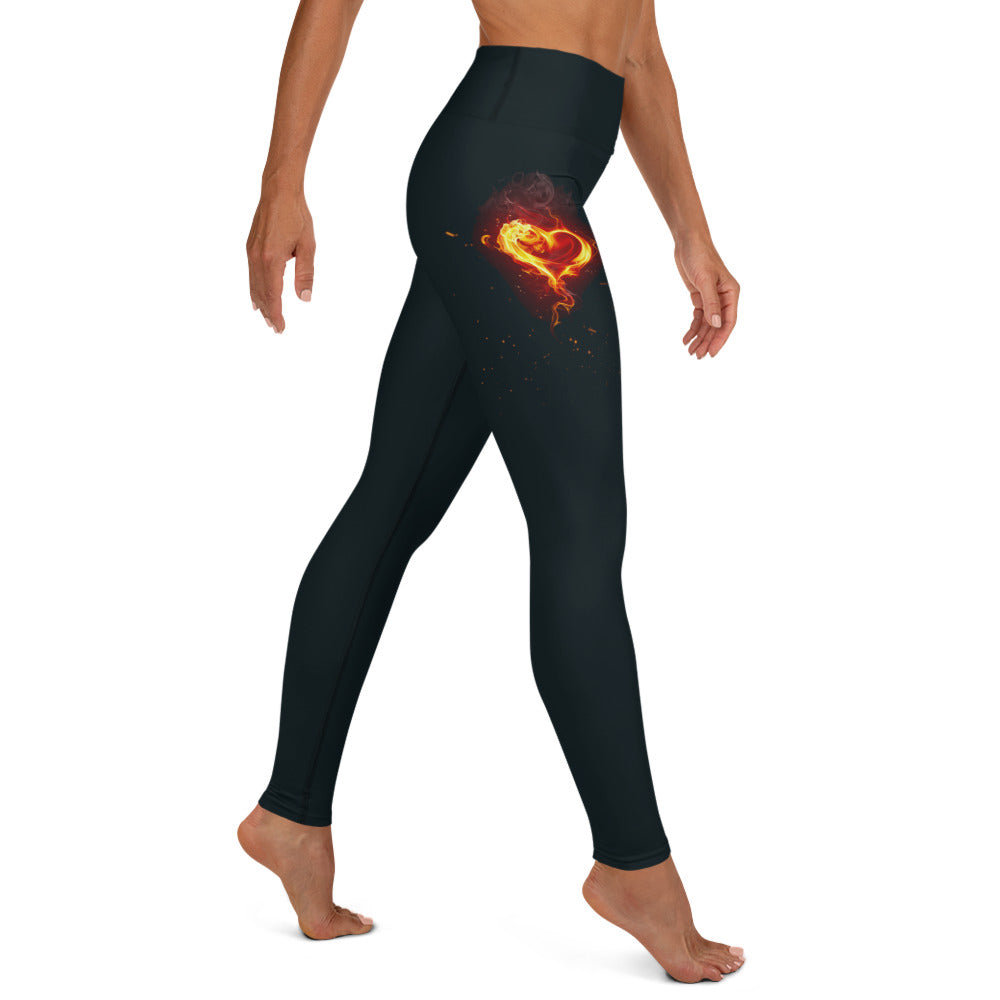 GymWidowz Yoga Leggings - Burning Heart