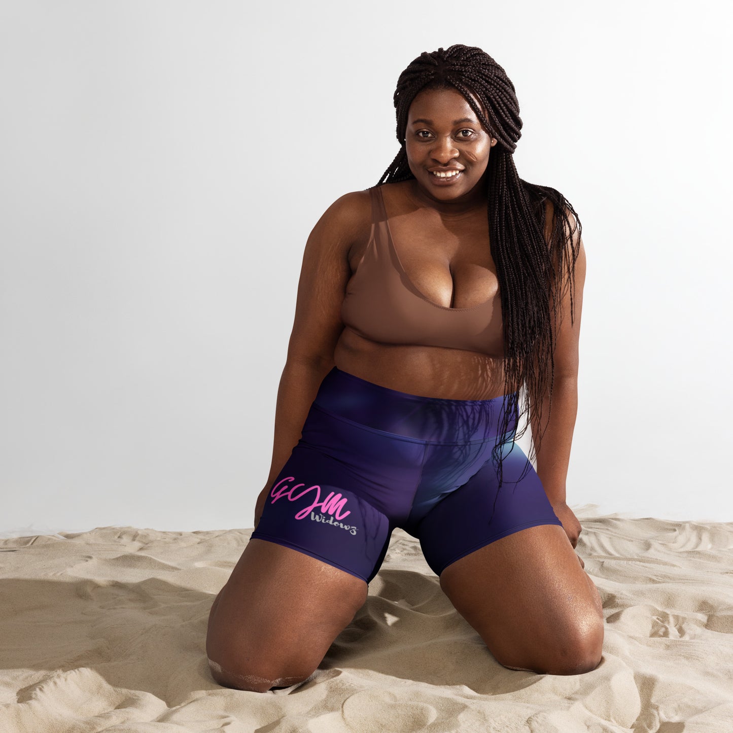 GymWidowz Yoga Shorts - Purple Nebula