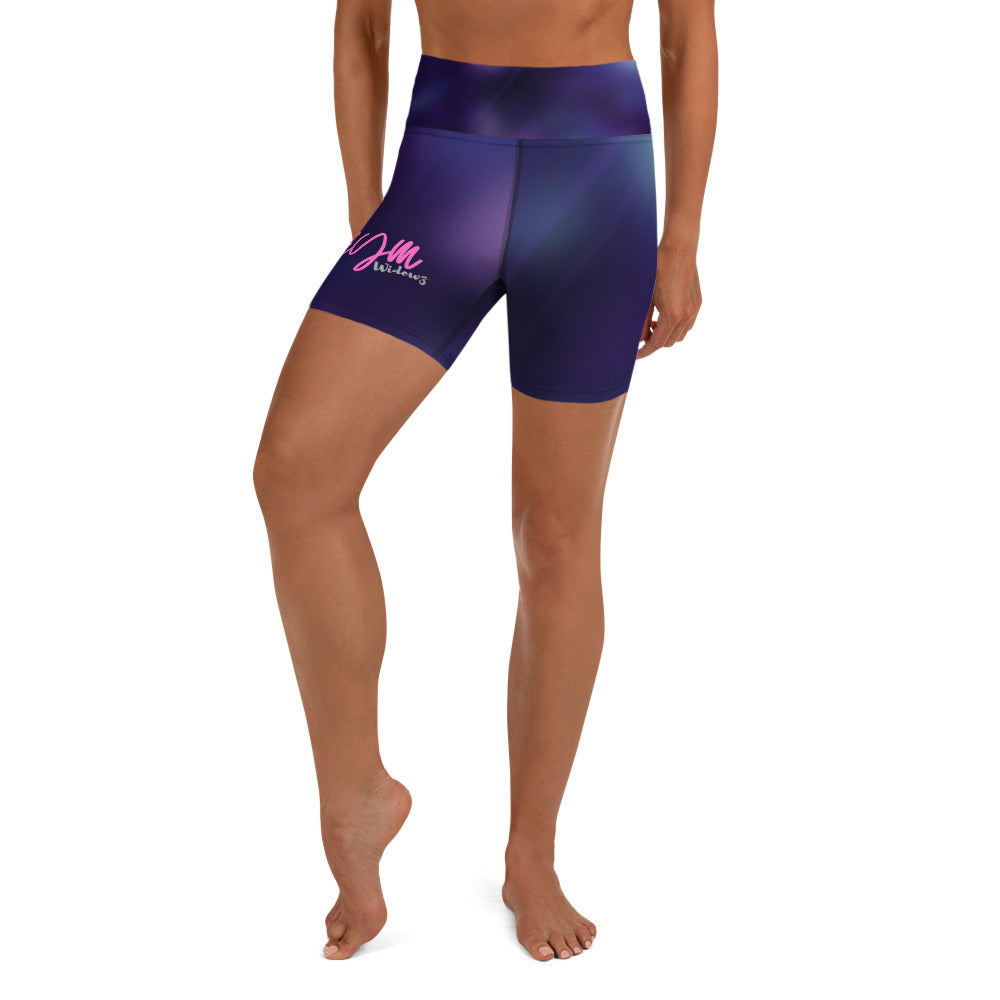 GymWidowz Yoga Shorts - Purple Nebula