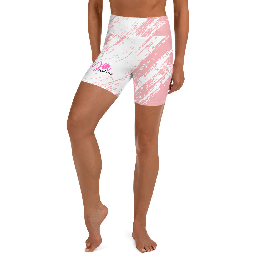 GymWidowz Yoga Shorts - Distressed Pink