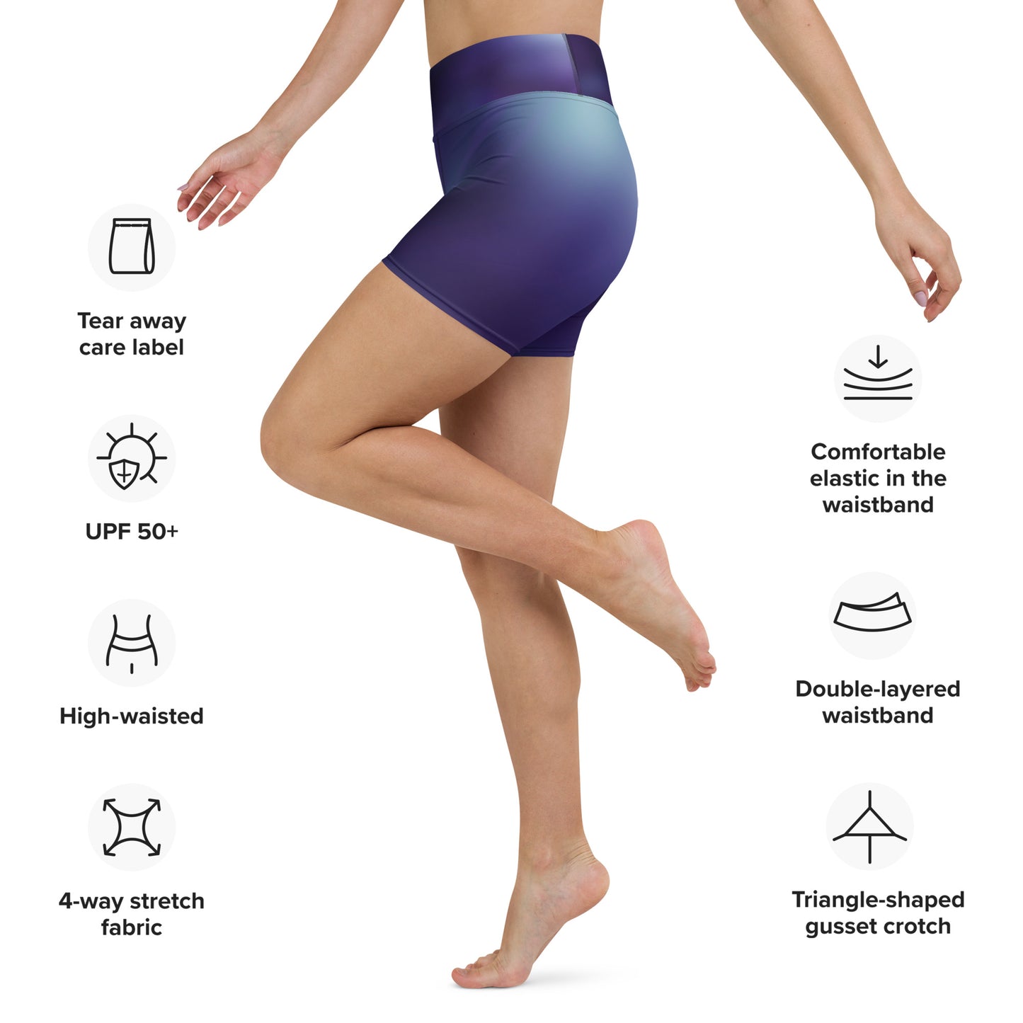 GymWidowz Yoga Shorts - Purple Nebula